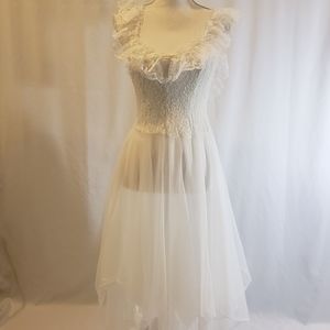 Vintage Alana Gale white nylon and lace gown